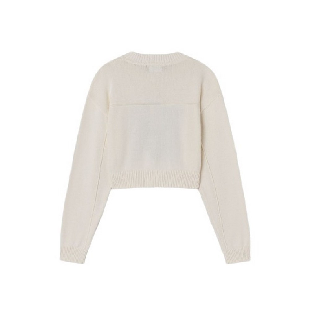 GUESS JEANS  LS CN CROP 81 SWTR  ΜΠΛΟΥΖΑ ΠΛΕΚΤΗ ΓΥΝΑΙΚΕΙΑ OFF WHITE