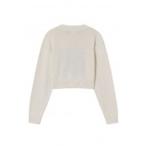 GUESS JEANS  LS CN CROP 81 SWTR  ΜΠΛΟΥΖΑ ΠΛΕΚΤΗ ΓΥΝΑΙΚΕΙΑ OFF WHITE