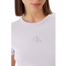 CALVIN KLEIN JEANS MONOLOGO BABY RIB MINI DRESS ΦΟΡΕΜΑ ΓΥΝΑΙΚΕΙΟ PURPLE