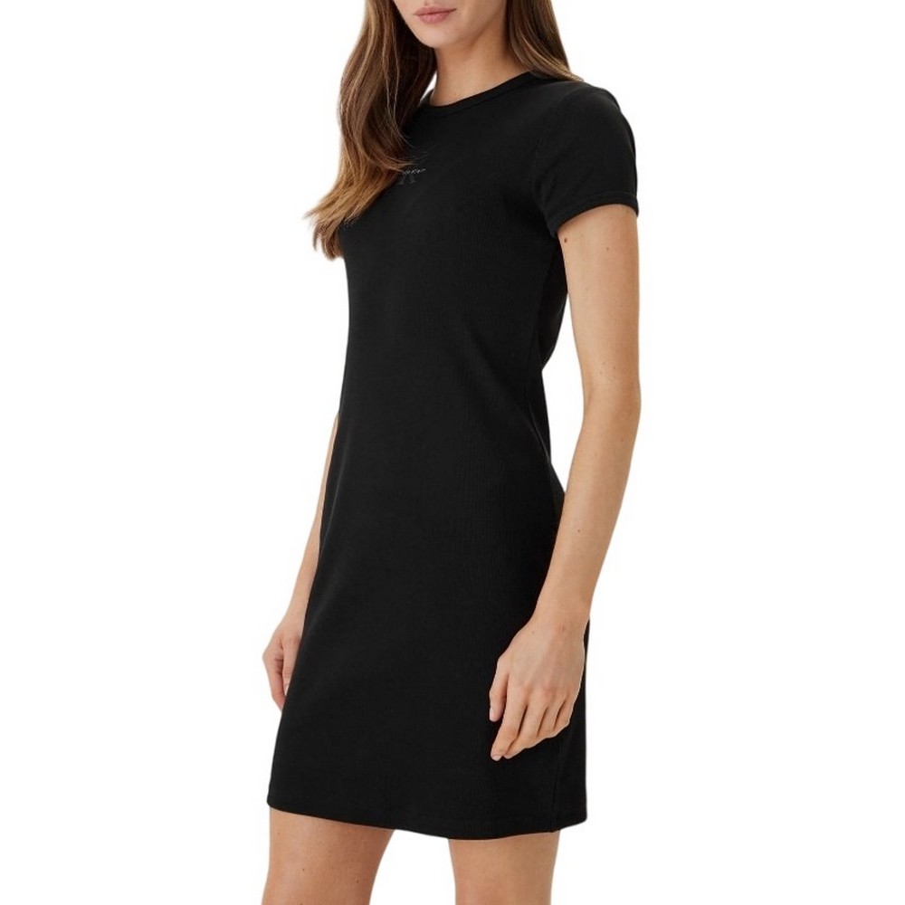 CALVIN KLEIN JEANS MONOLOGO BABY RIB MINI DRESS ΦΟΡΕΜΑ ΓΥΝΑΙΚΕΙΟ BLACK