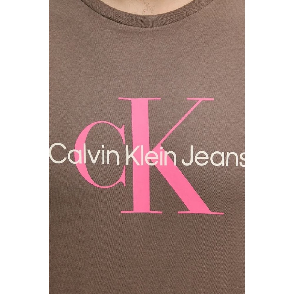 CALVIN KLEIN JEANS HERO MONOLOGO TEE T-SHIRT ΜΠΛΟΥΖΑ ΑΝΔΡΙΚΗ BROWN