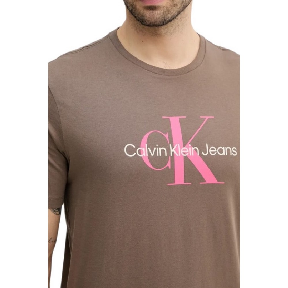 CALVIN KLEIN JEANS HERO MONOLOGO TEE T-SHIRT ΜΠΛΟΥΖΑ ΑΝΔΡΙΚΗ BROWN