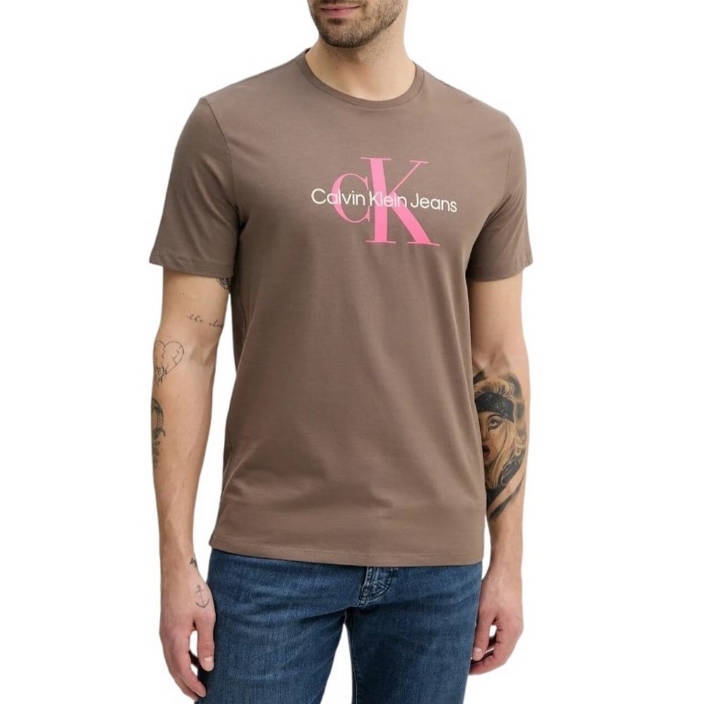 CALVIN KLEIN JEANS HERO MONOLOGO TEE T-SHIRT ΜΠΛΟΥΖΑ ΑΝΔΡΙΚΗ BROWN