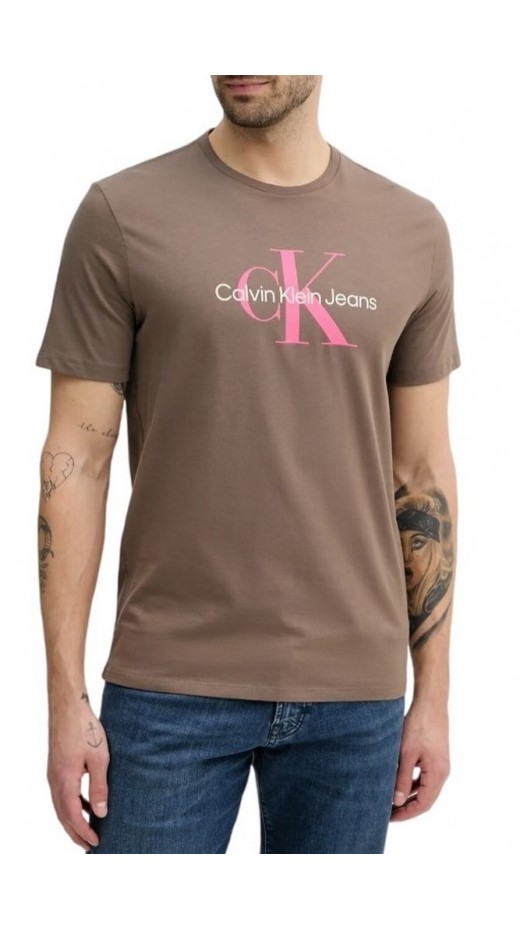 CALVIN KLEIN JEANS HERO MONOLOGO TEE T-SHIRT ΜΠΛΟΥΖΑ ΑΝΔΡΙΚΗ BROWN