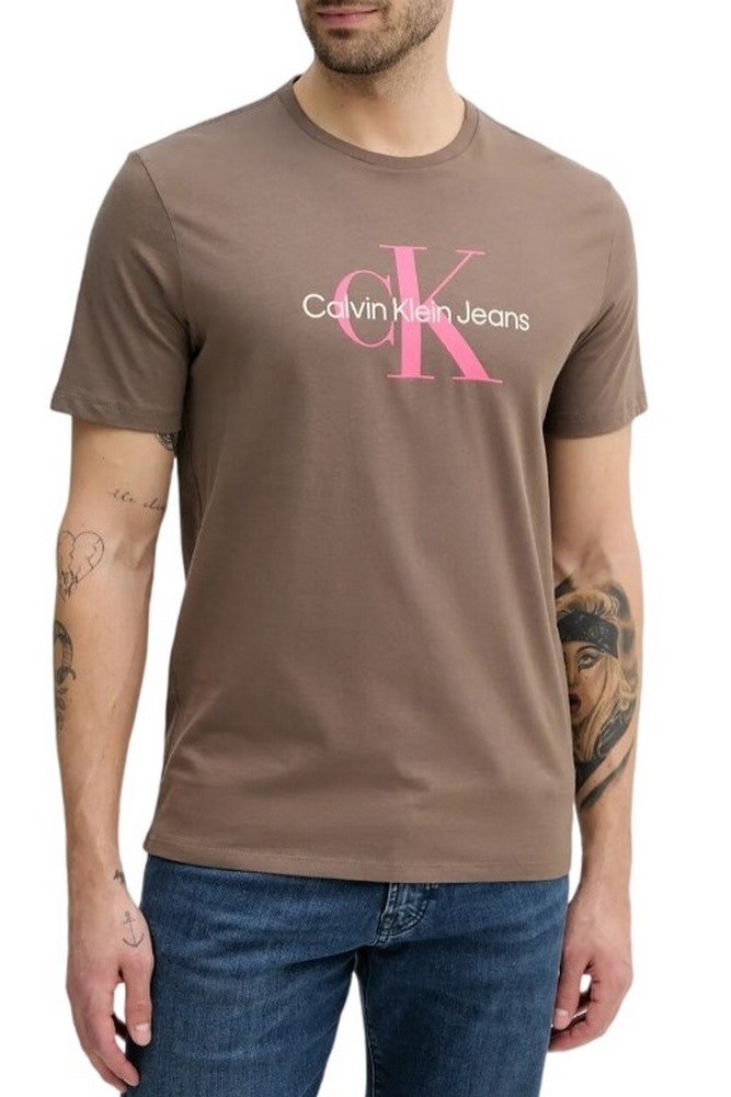 CALVIN KLEIN JEANS HERO MONOLOGO TEE T-SHIRT ΜΠΛΟΥΖΑ ΑΝΔΡΙΚΗ BROWN