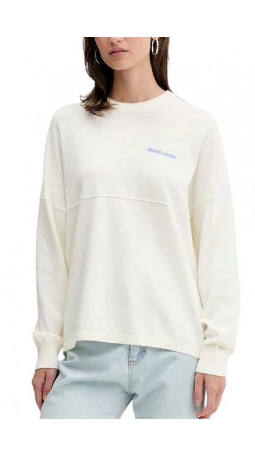 GUESS JEANS LS CN BACK INTARSIA SWTR ΠΛΕΚΤΟ ΓΥΝΑΙΚΕΙΟ ECRU