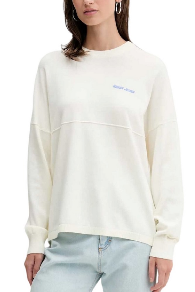 GUESS JEANS LS CN BACK INTARSIA SWTR ΠΛΕΚΤΟ ΓΥΝΑΙΚΕΙΟ ECRU