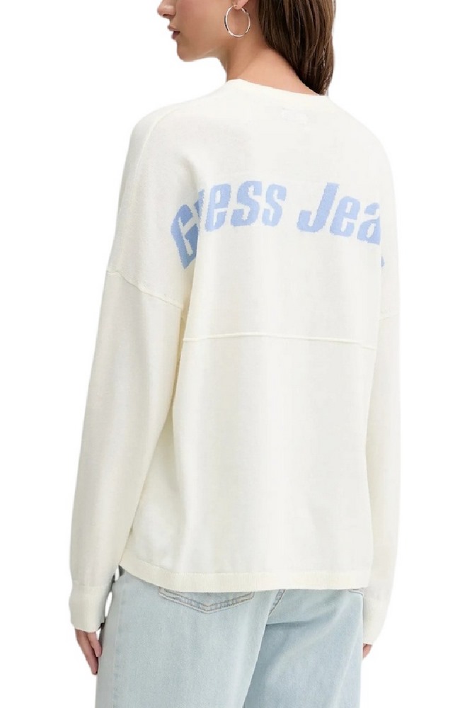 GUESS JEANS LS CN BACK INTARSIA SWTR ΠΛΕΚΤΟ ΓΥΝΑΙΚΕΙΟ ECRU