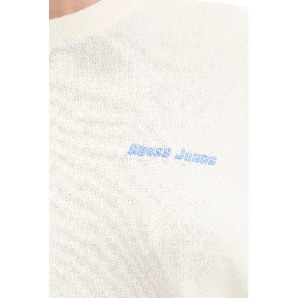 GUESS JEANS LS CN BACK INTARSIA SWTR ΠΛΕΚΤΟ ΓΥΝΑΙΚΕΙΟ ECRU