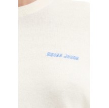 GUESS JEANS LS CN BACK INTARSIA SWTR ΠΛΕΚΤΟ ΓΥΝΑΙΚΕΙΟ ECRU