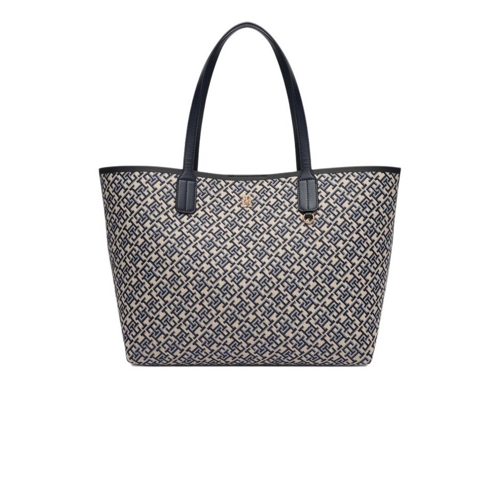 TOMMY HILFIGER ICON TOTE JACQUARD ΤΣΑΝΤΑ ΓΥΝΑΙΚΕΙΑ NAVY/ECRU