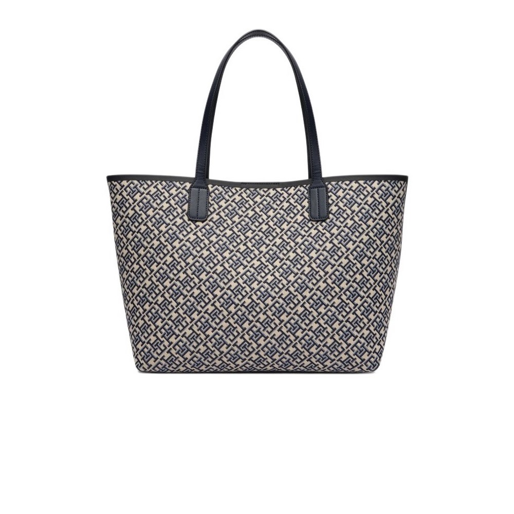 TOMMY HILFIGER ICON TOTE JACQUARD ΤΣΑΝΤΑ ΓΥΝΑΙΚΕΙΑ NAVY/ECRU