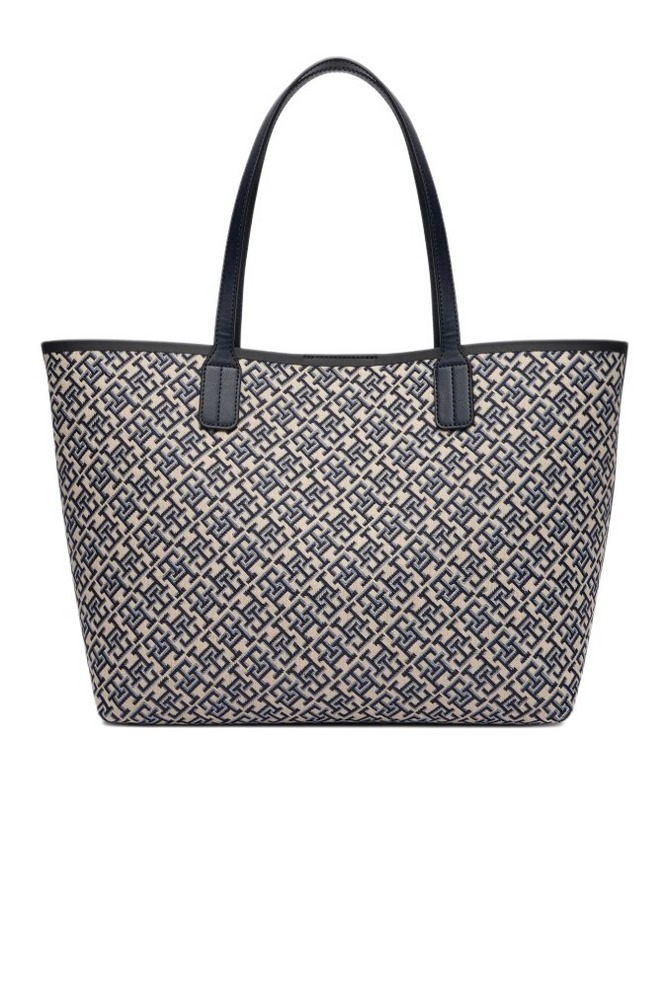 TOMMY HILFIGER ICON TOTE JACQUARD ΤΣΑΝΤΑ ΓΥΝΑΙΚΕΙΑ NAVY/ECRU