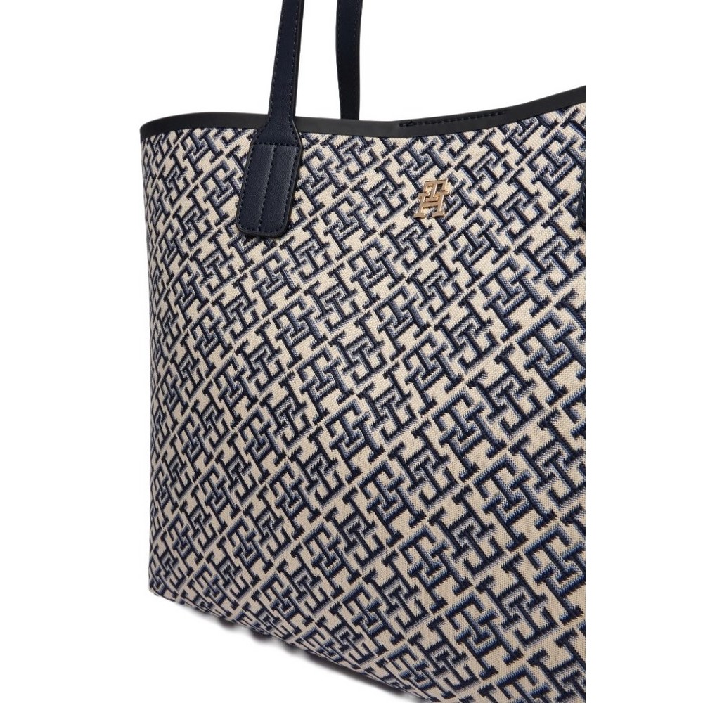 TOMMY HILFIGER ICON TOTE JACQUARD ΤΣΑΝΤΑ ΓΥΝΑΙΚΕΙΑ NAVY/ECRU
