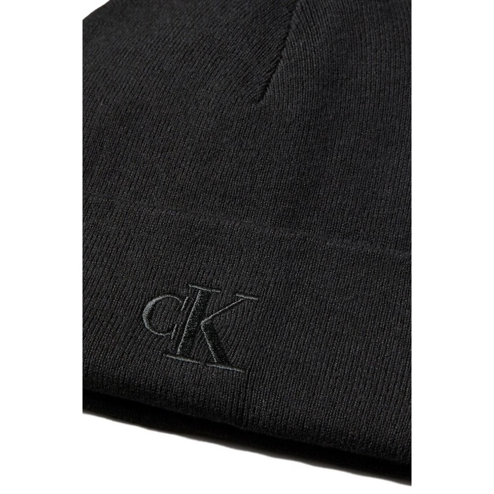 CALVIN KLEIN FINE RIB BEANIE ΣΚΟΥΦΟΣ ΑΝΔΡΙΚΟΣ BLACK