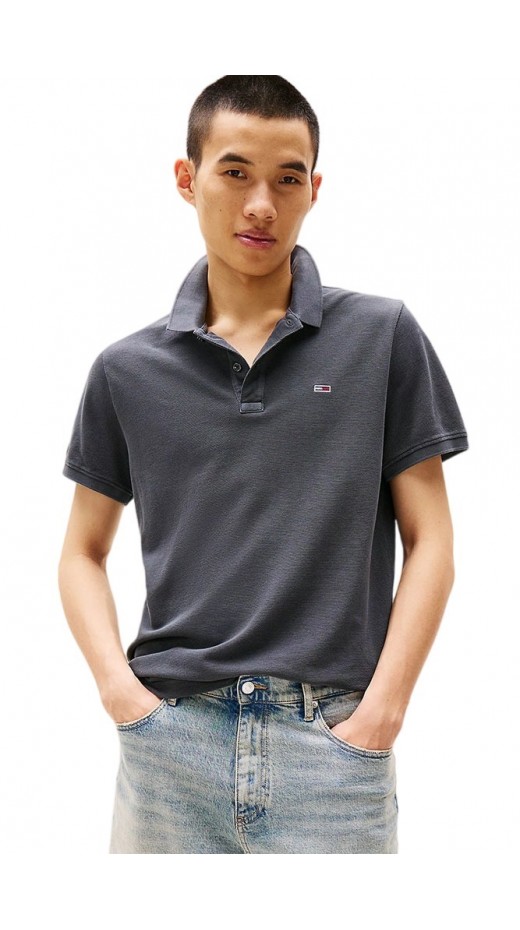 TOMMY JEANS SLIM ESSENTIAL GD POLO T-SHIRT ΜΠΛΟΥΖΑ ΑΝΔΡΙΚΗ WASHED BLACK