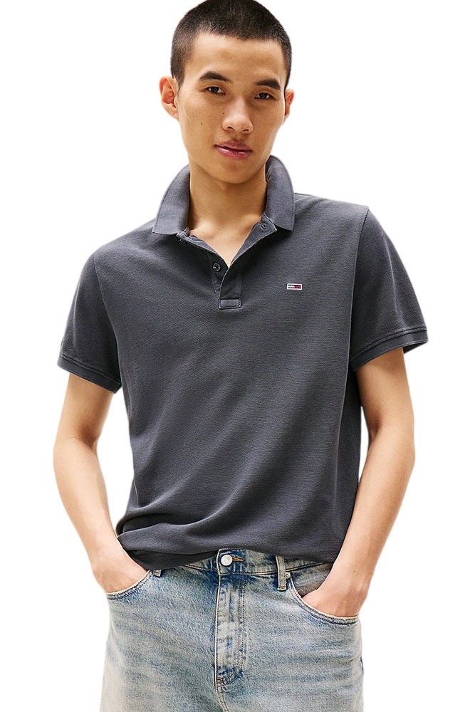 TOMMY JEANS SLIM ESSENTIAL GD POLO T-SHIRT ΜΠΛΟΥΖΑ ΑΝΔΡΙΚΗ WASHED BLACK
