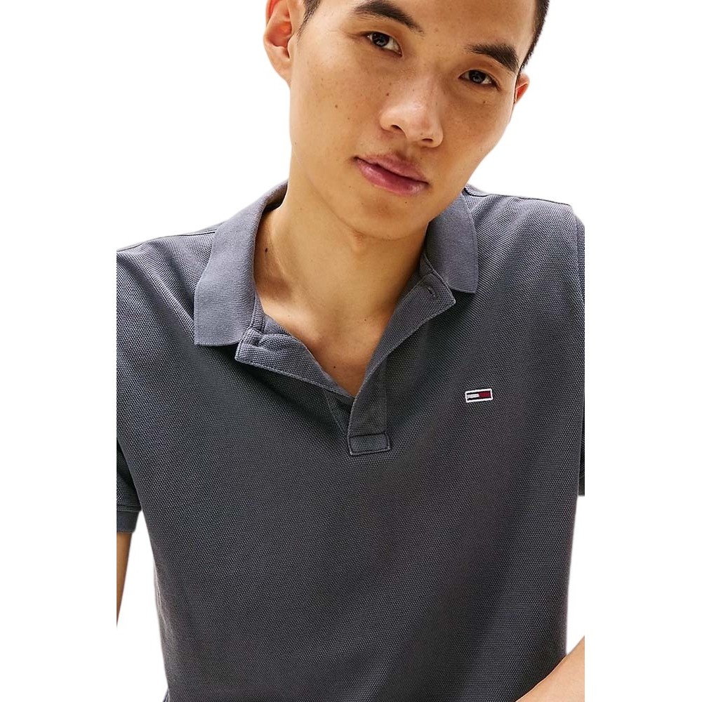 TOMMY JEANS SLIM ESSENTIAL GD POLO T-SHIRT ΜΠΛΟΥΖΑ ΑΝΔΡΙΚΗ WASHED BLACK