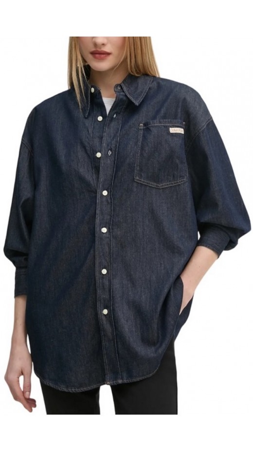 CALVIN KLEIN JEANS OVERSIZED LS DENIM SHIRT ΠΟΥΚΑΜΙΣΟ ΓΥΝΑΙΚΕΙΟ DENIM DARK
