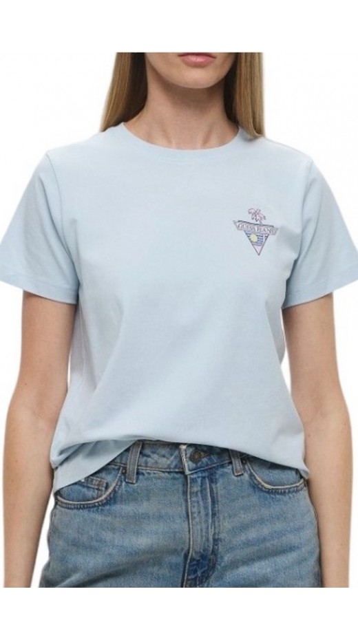GUESS JEANS CN REG TRIANGL T-SHIRT ΜΠΛΟΥΖΑ ΓΥΝΑΙΚΕΙΑ CIEL