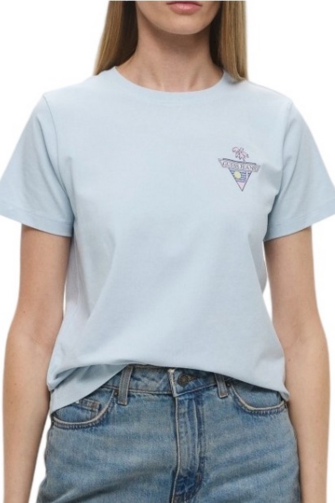 GUESS JEANS CN REG TRIANGL T-SHIRT ΜΠΛΟΥΖΑ ΓΥΝΑΙΚΕΙΑ CIEL
