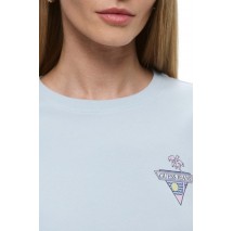 GUESS JEANS CN REG TRIANGL T-SHIRT ΜΠΛΟΥΖΑ ΓΥΝΑΙΚΕΙΑ CIEL