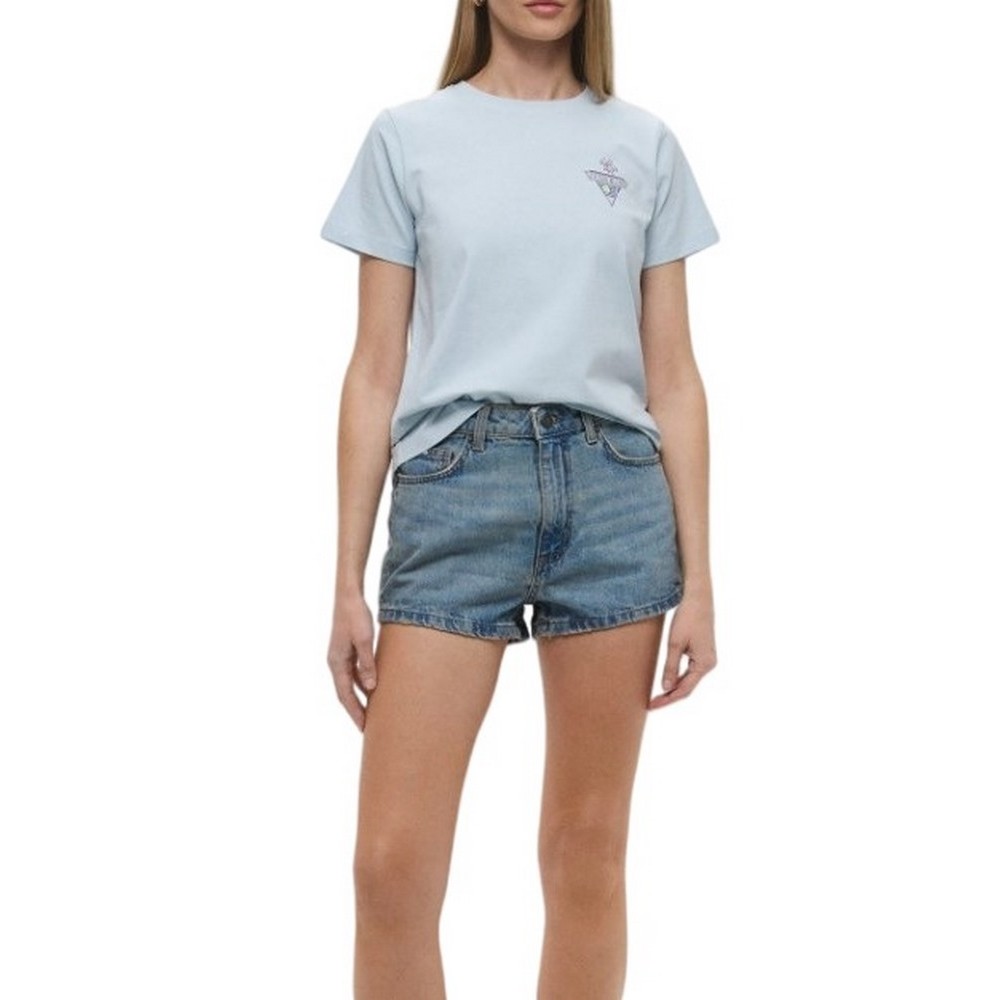 GUESS JEANS CN REG TRIANGL T-SHIRT ΜΠΛΟΥΖΑ ΓΥΝΑΙΚΕΙΑ CIEL