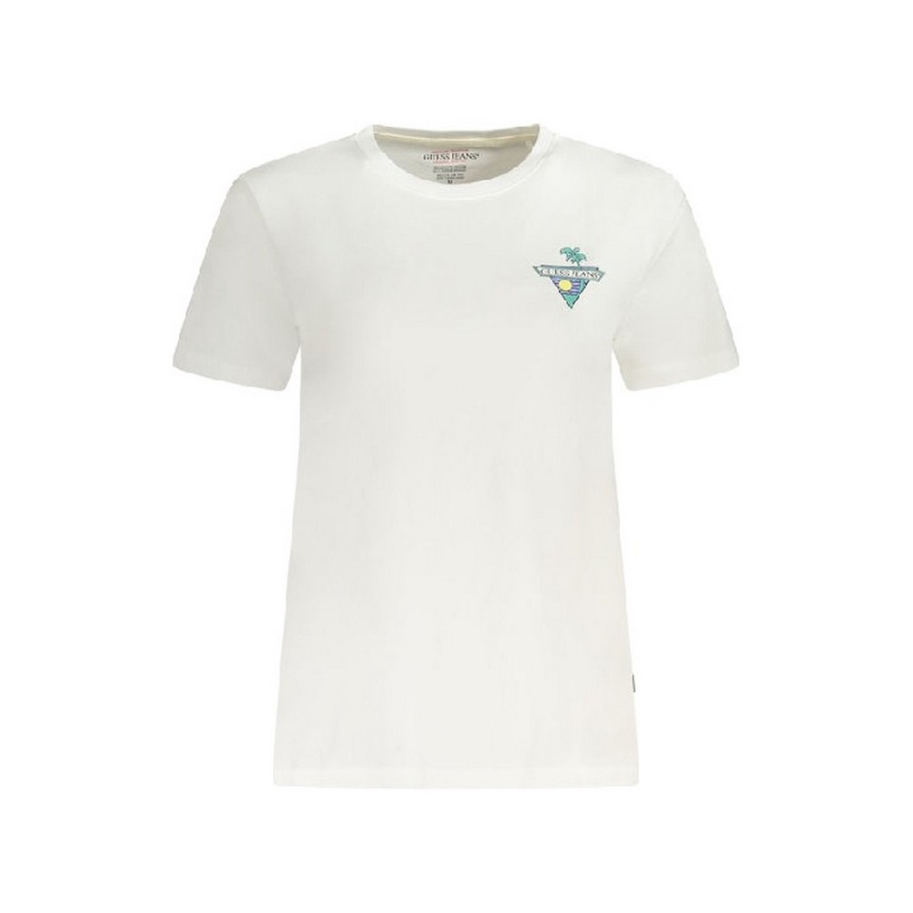 GUESS JEANS CN REG TRIANGL T-SHIRT ΜΠΛΟΥΖΑ ΓΥΝΑΙΚΕΙΑ WHITE