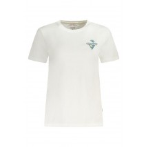 GUESS JEANS CN REG TRIANGL T-SHIRT ΜΠΛΟΥΖΑ ΓΥΝΑΙΚΕΙΑ WHITE