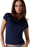 GUESS PONY HAIR LOGO R5 TEE T-SHIRT ΜΠΛΟΥΖΑ ΓΥΝΑΙΚΕΙΑ NAVY