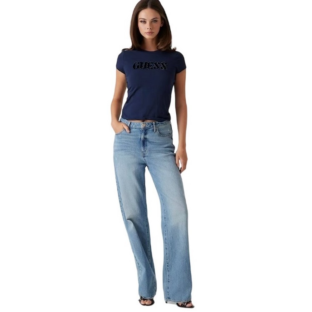 GUESS PONY HAIR LOGO R5 TEE T-SHIRT ΜΠΛΟΥΖΑ ΓΥΝΑΙΚΕΙΑ NAVY
