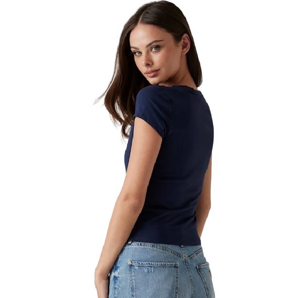 GUESS PONY HAIR LOGO R5 TEE T-SHIRT ΜΠΛΟΥΖΑ ΓΥΝΑΙΚΕΙΑ NAVY
