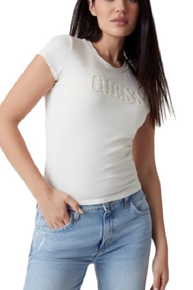 GUESS PONY HAIR LOGO R5 TEE T-SHIRT ΜΠΛΟΥΖΑ ΓΥΝΑΙΚΕΙΑ WHITE