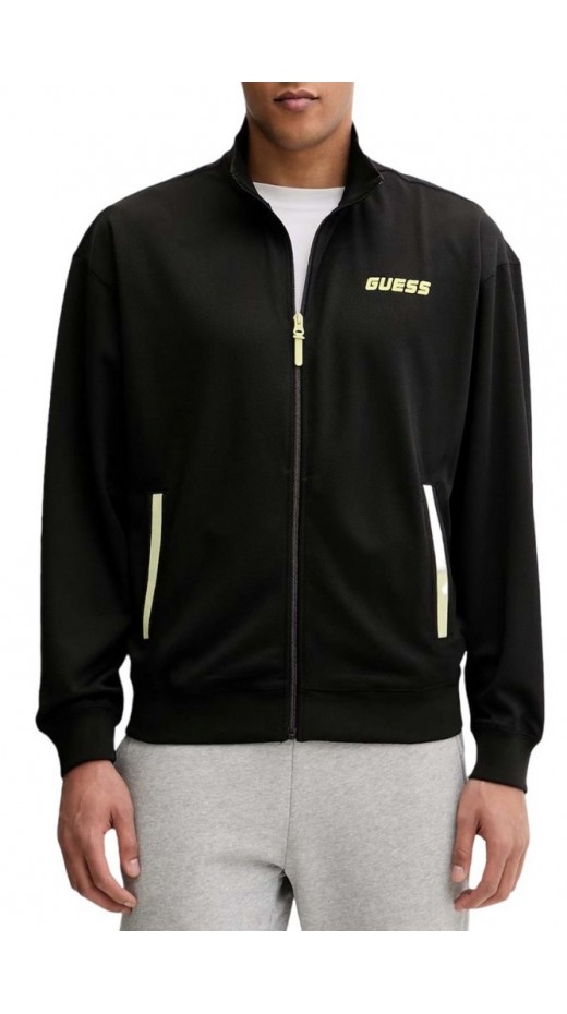 GUESS LANSA FULL ZIP SWEATSHIRT ΖΑΚΕΤΑ ΦΟΥΤΕΡ ΑΝΔΡΙΚΗ BLACK