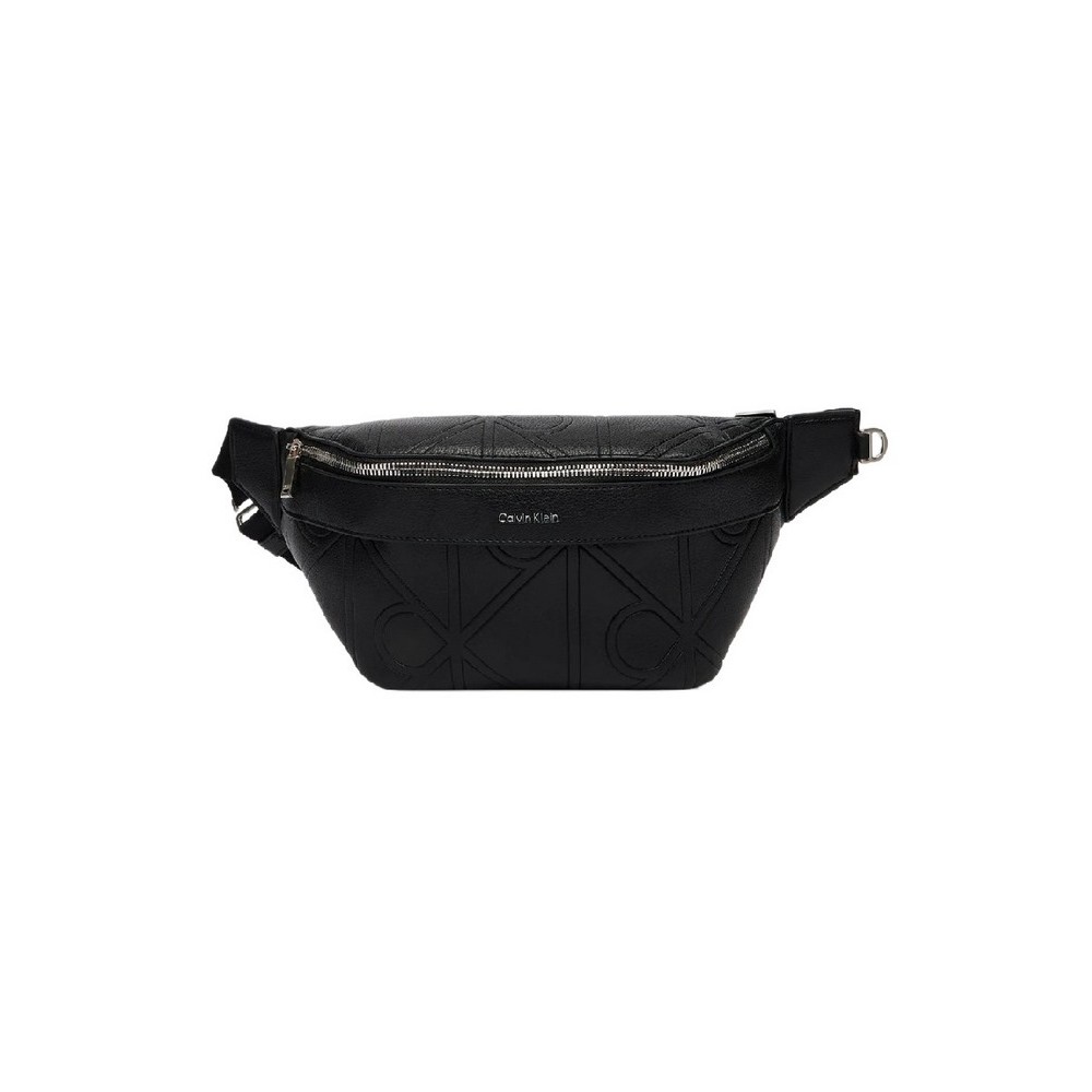 CALVIN KLEIN EMBLEM AOP EMBOSS WAISTBAG ΤΣΑΝΤΑ ΑΝΔΡΙΚΗ BLACK