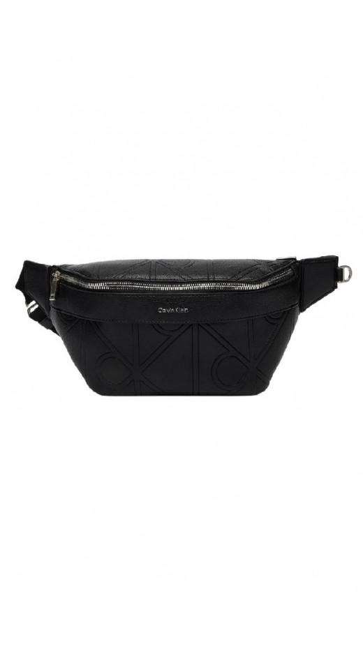 CALVIN KLEIN EMBLEM AOP EMBOSS WAISTBAG ΤΣΑΝΤΑ ΑΝΔΡΙΚΗ BLACK