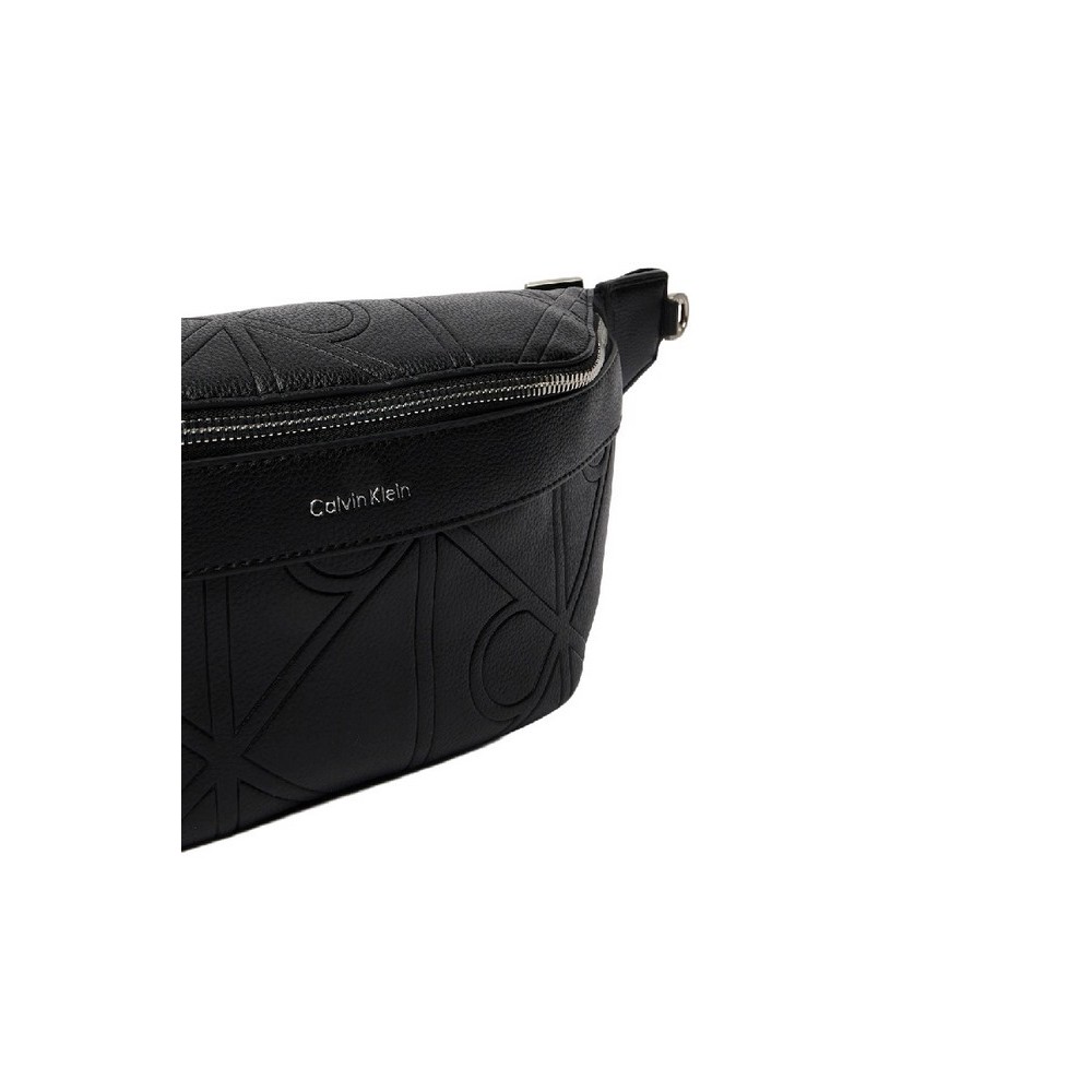 CALVIN KLEIN EMBLEM AOP EMBOSS WAISTBAG ΤΣΑΝΤΑ ΑΝΔΡΙΚΗ BLACK