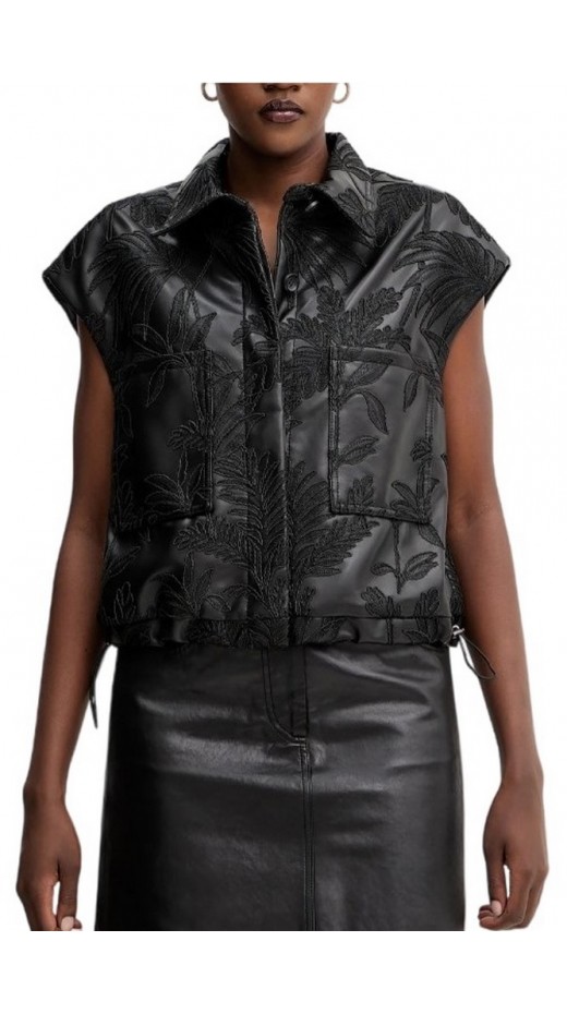 GUESS CHANTAL PU EMBRO VEST ΓΙΛΕΚΟ ΜΠΟΥΦΑΝ ΓΥΝΑΙΚΕΙΟ BLACK