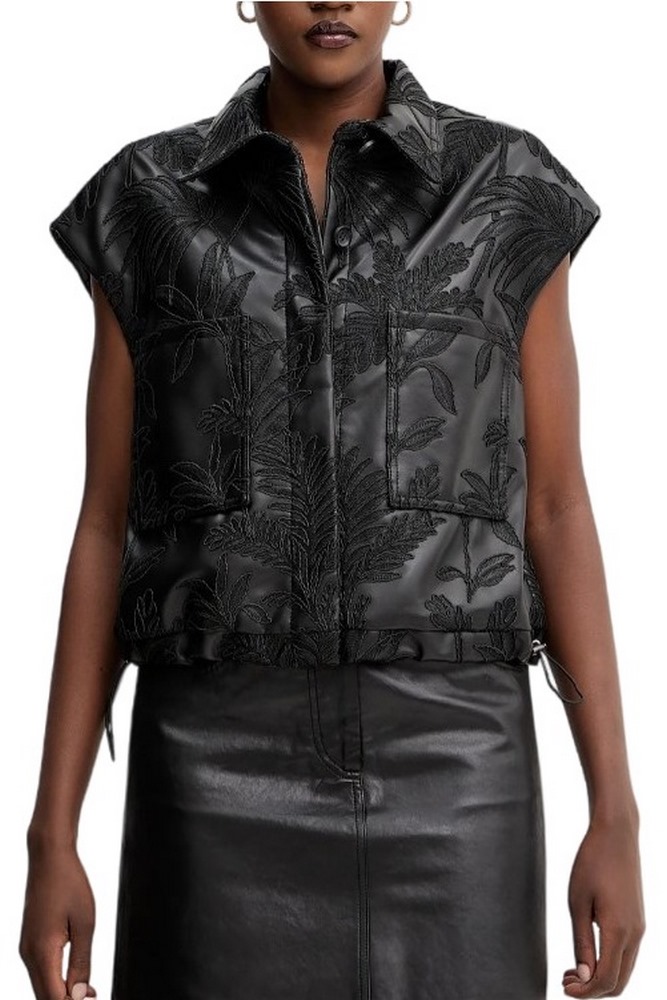 GUESS CHANTAL PU EMBRO VEST ΓΙΛΕΚΟ ΜΠΟΥΦΑΝ ΓΥΝΑΙΚΕΙΟ BLACK