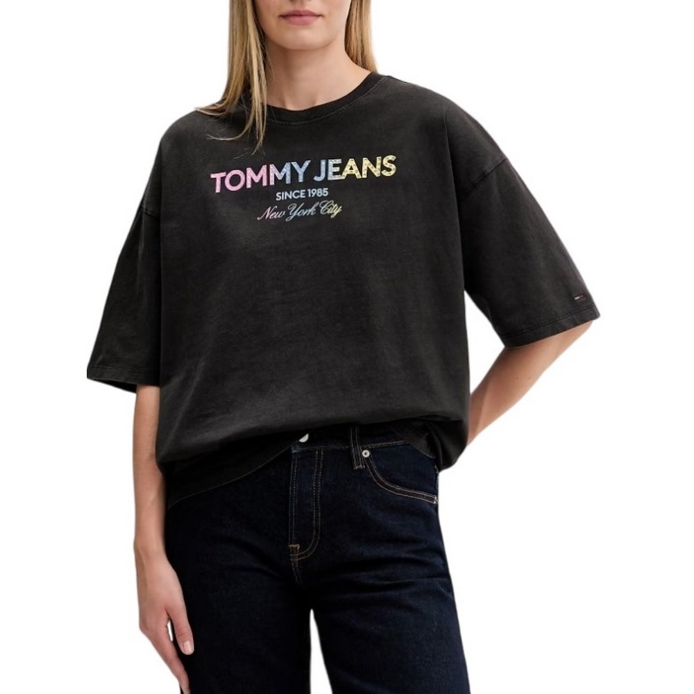 TOMMY JEANS  OVS BLING GMD T-SHIRT ΜΠΛΟΥΖΑ ΓΥΝΑΙΚΕΙΑ BLACK