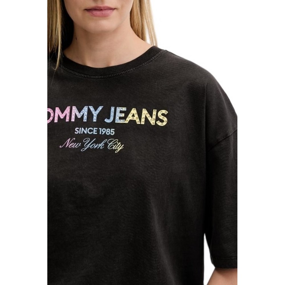 TOMMY JEANS  OVS BLING GMD T-SHIRT ΜΠΛΟΥΖΑ ΓΥΝΑΙΚΕΙΑ BLACK