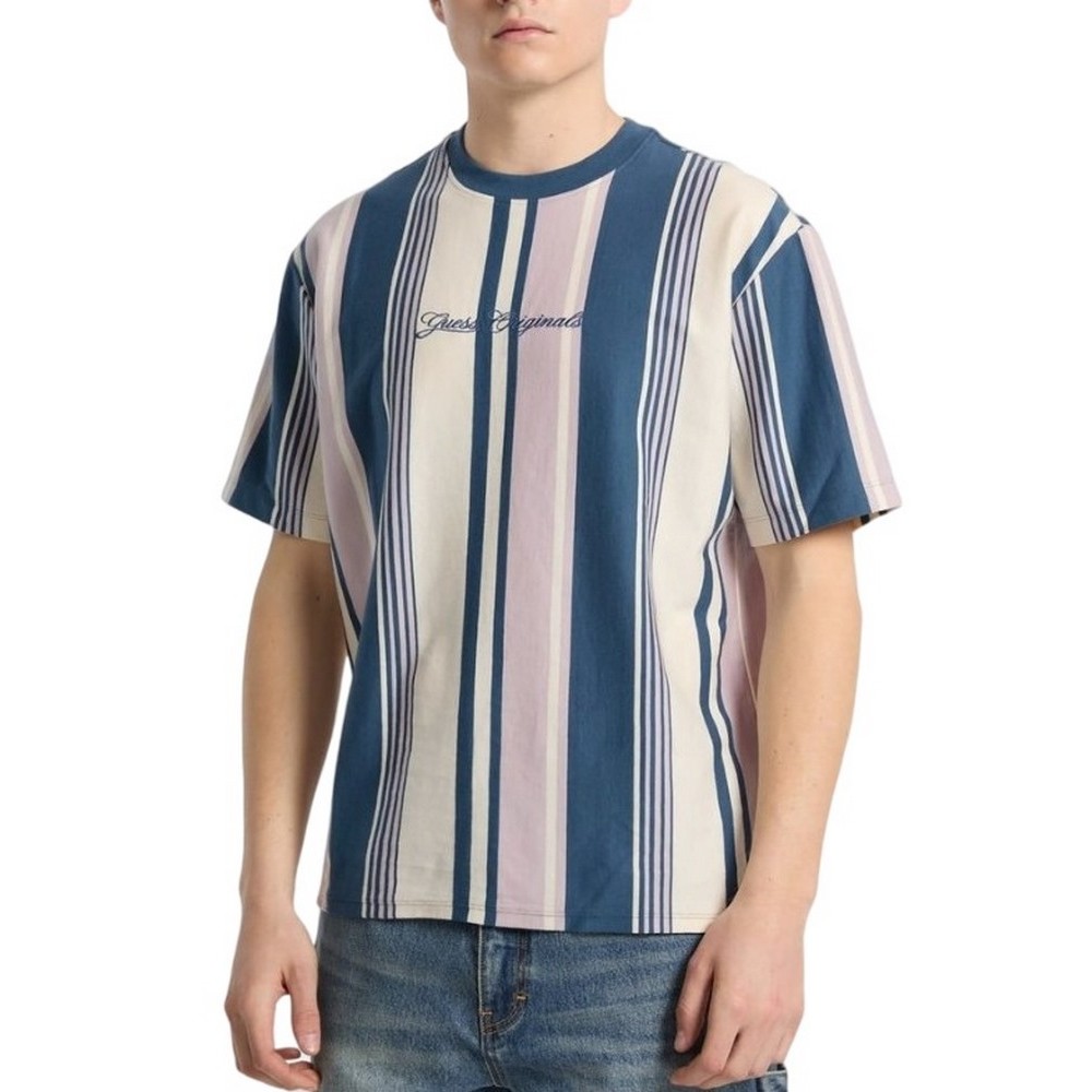 GUESS VERTICAL STRIPE TEE T-SHIRT ΜΠΛΟΥΖΑ ΑΝΔΡΙΚΗ BLUE