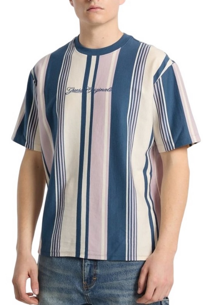 GUESS VERTICAL STRIPE TEE T-SHIRT ΜΠΛΟΥΖΑ ΑΝΔΡΙΚΗ BLUE