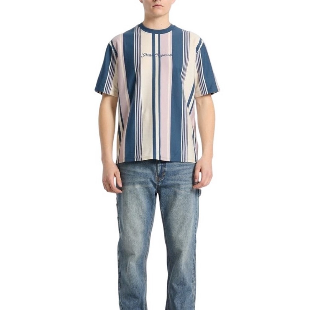 GUESS VERTICAL STRIPE TEE T-SHIRT ΜΠΛΟΥΖΑ ΑΝΔΡΙΚΗ BLUE