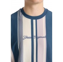 GUESS VERTICAL STRIPE TEE T-SHIRT ΜΠΛΟΥΖΑ ΑΝΔΡΙΚΗ BLUE
