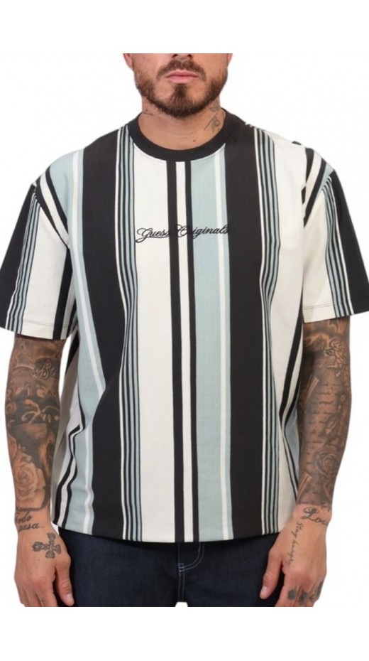 GUESS VERTICAL STRIPE TEE T-SHIRT ΜΠΛΟΥΖΑ ΑΝΔΡΙΚΗ GREEN