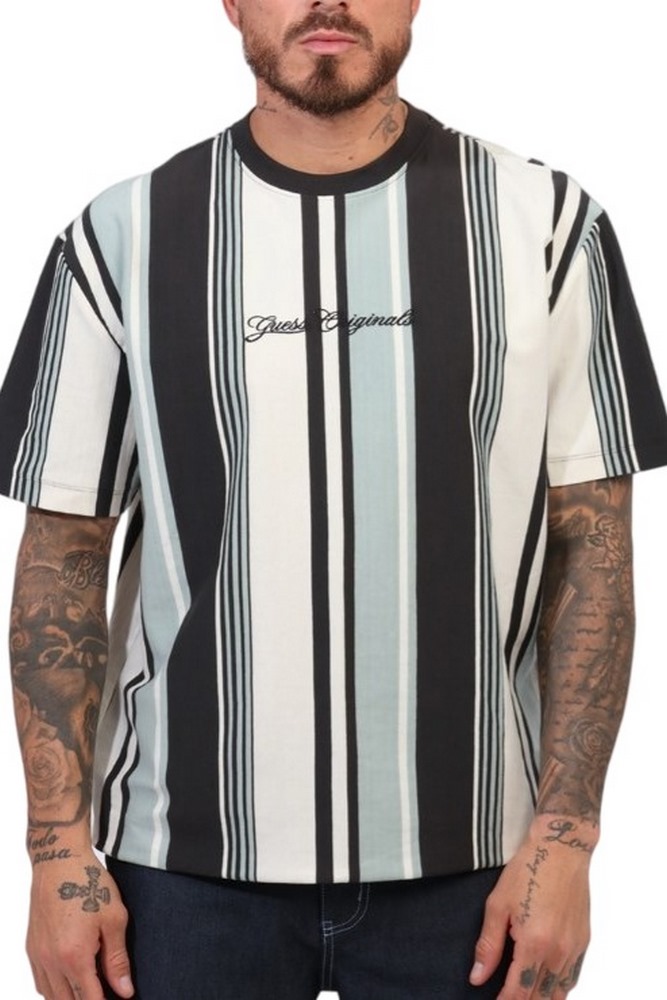 GUESS VERTICAL STRIPE TEE T-SHIRT ΜΠΛΟΥΖΑ ΑΝΔΡΙΚΗ GREEN