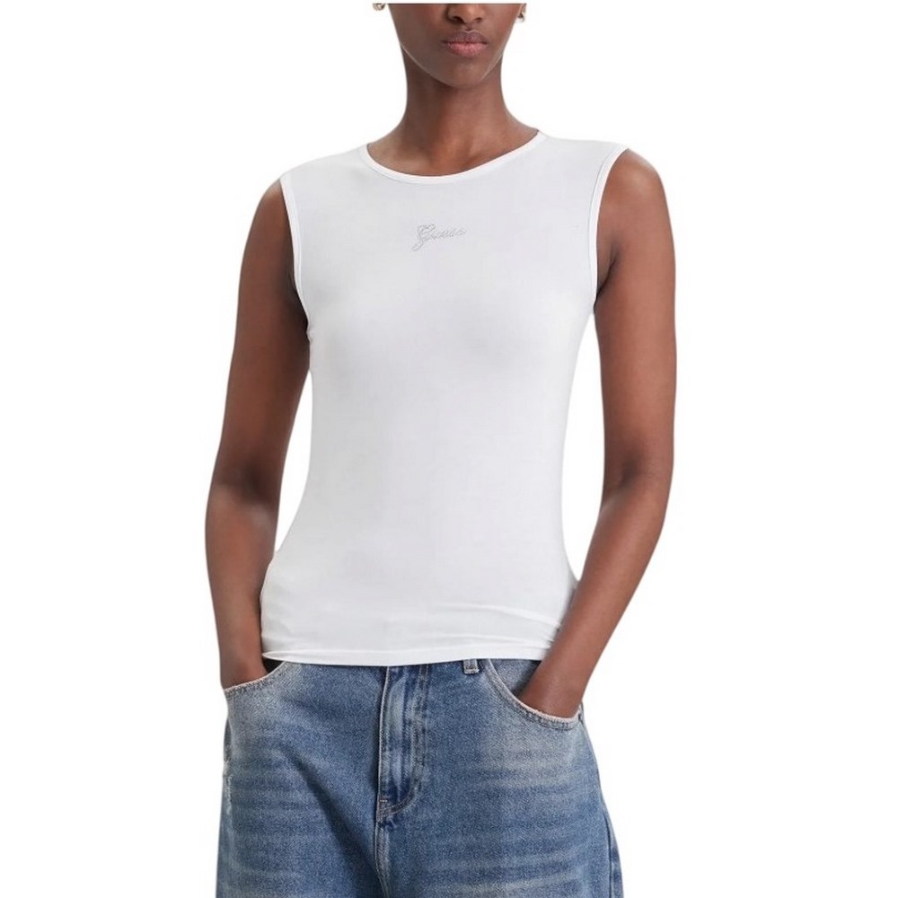 GUESS CN MINI LOGO ΤΟΠ ΜΠΛΟΥΖΑ ΓΥΝΑΙΚΕΙΑ WHITE