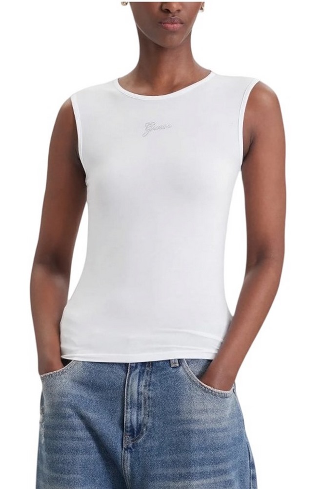 GUESS CN MINI LOGO ΤΟΠ ΜΠΛΟΥΖΑ ΓΥΝΑΙΚΕΙΑ WHITE