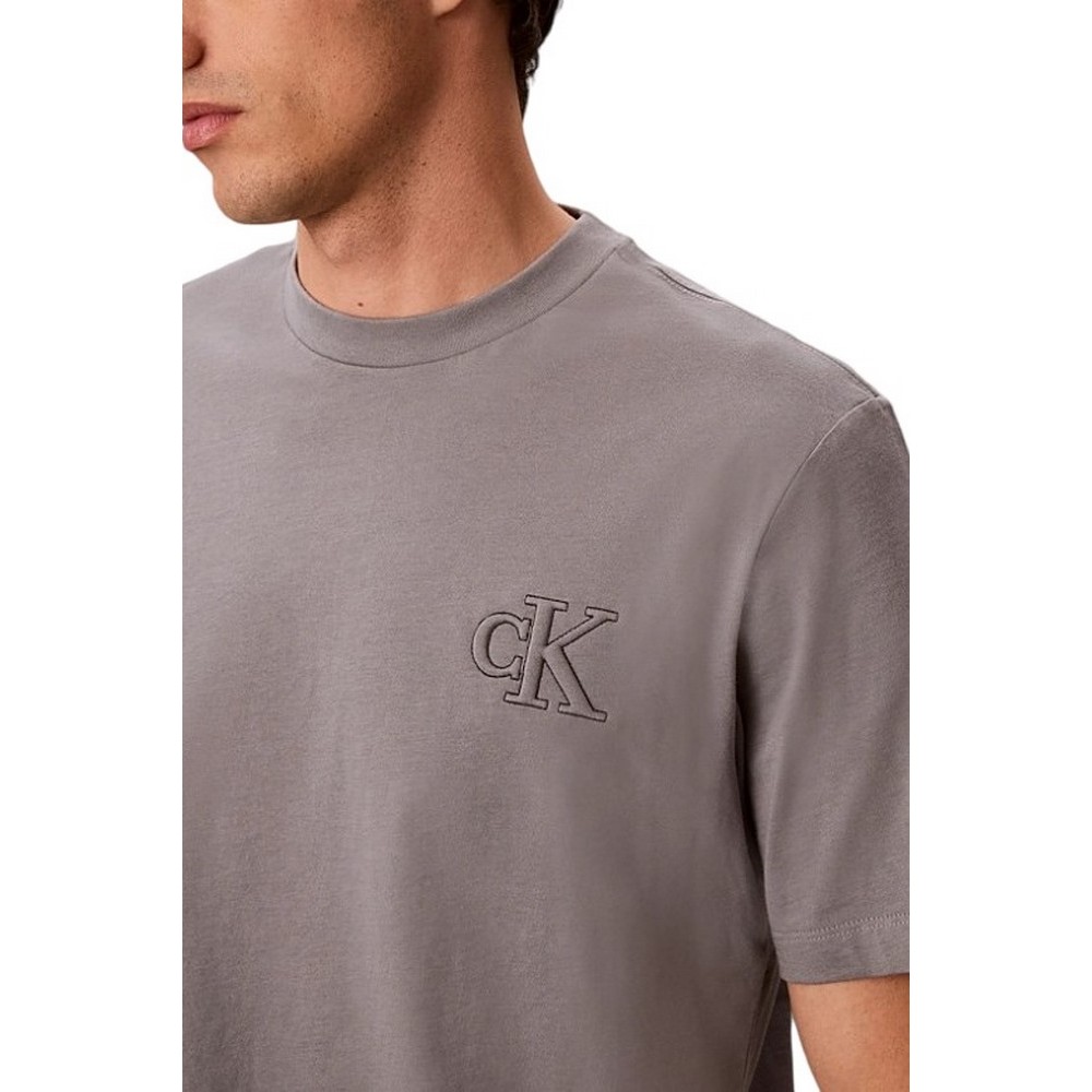 CALVIN KLEIN JEANS 30S JERSEY EASY MONOGRAM PUFF T-SHIRT ΜΠΛΟΥΖΑ ΑΝΔΡΙΚΗ GREY